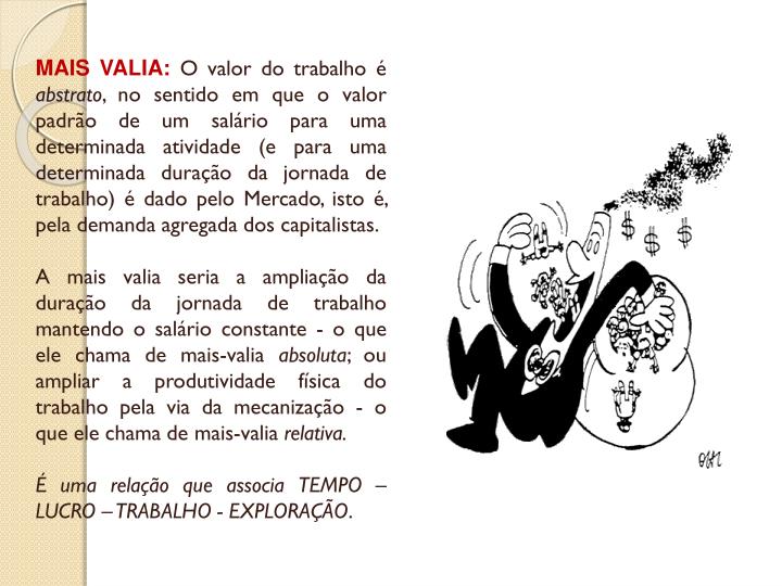 O Conceito De Mais Valia Está Relacionado à Valorização