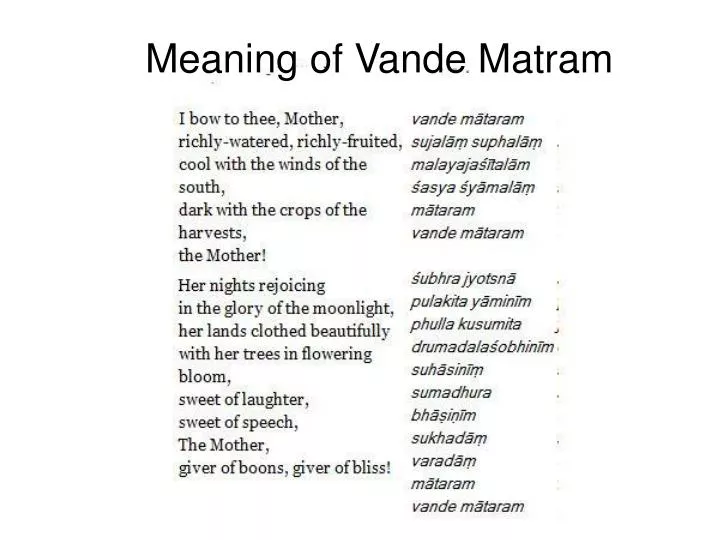 Vande Mataram Meaning In Hindi