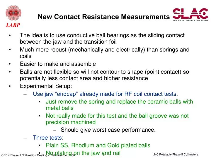 new contact resistance measurements n.