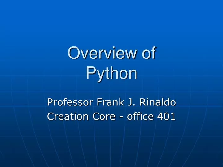 Ppt overview of python powerpoint presentation free download id