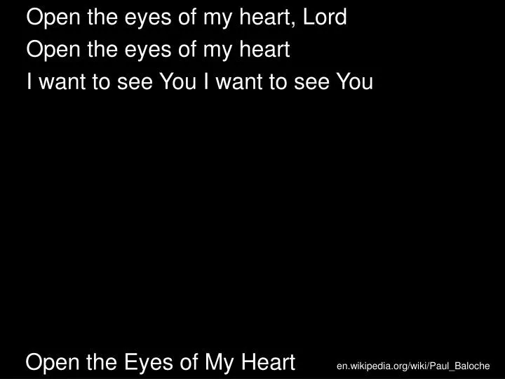 open the eyes of my heart n.
