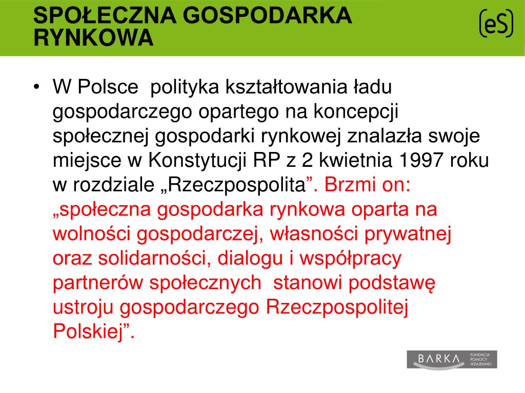 PPT - Społeczna Gospodarka rynkowa jako podstawa kształtowania ustroju