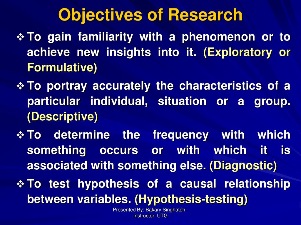 types of research objectives ppt