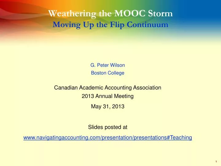 weathering the mooc storm moving up the flip continuum n.