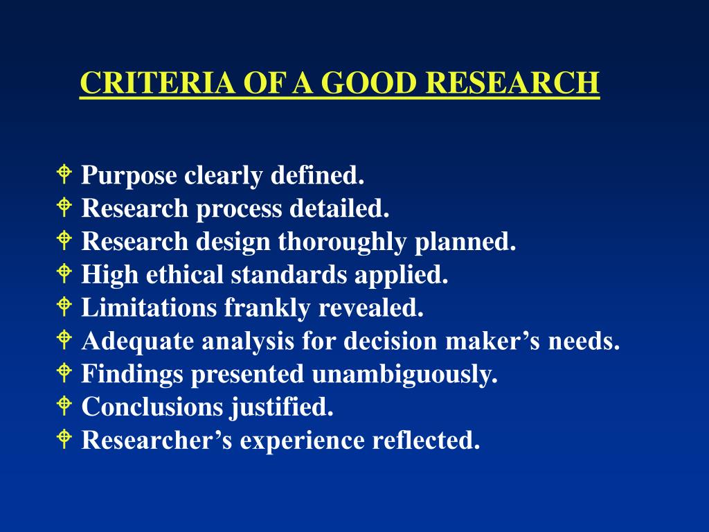 criteria of good research