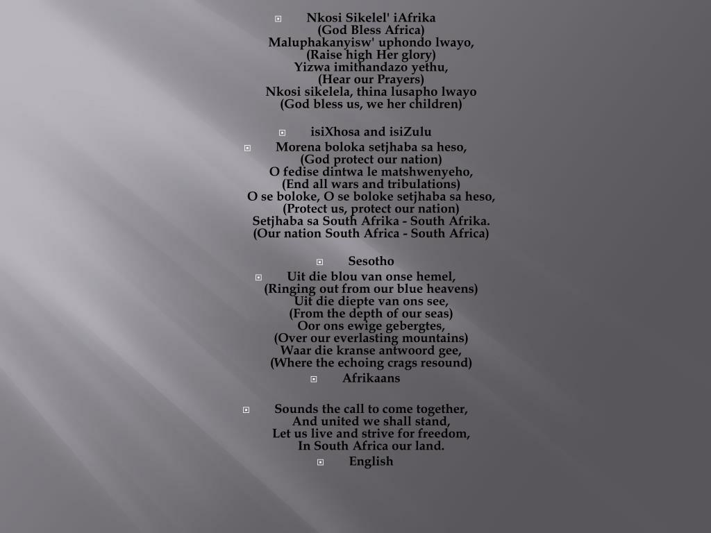 PPT The South African National Anthem PowerPoint Presentation Free 