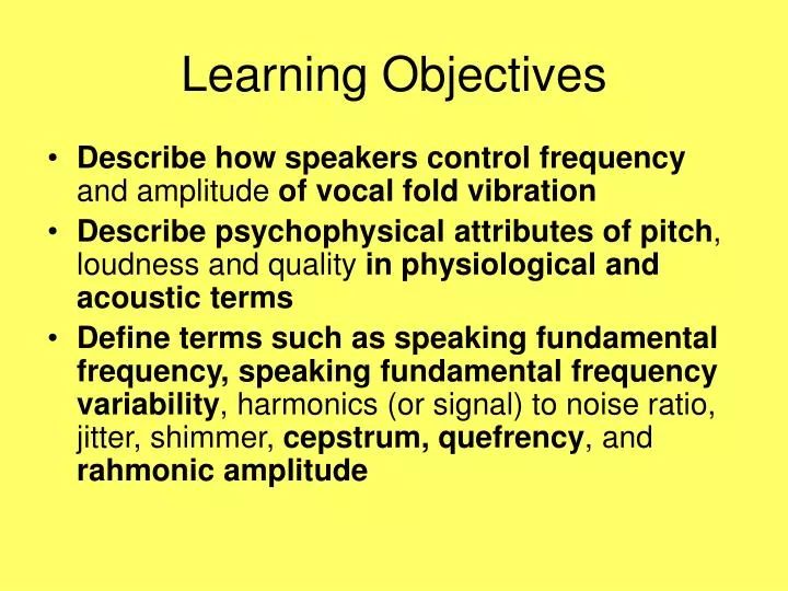 PPT - Learning Objectives PowerPoint Presentation, free ...