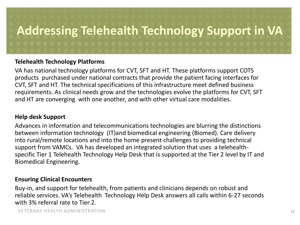 Ppt Telehealth Services In The Department Of Veterans Affairs