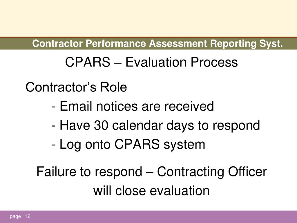 PPT Contractor Performance Assessment Reporting System CPARS August contractor-performance-evaluation-in-word-and-pdf-formats