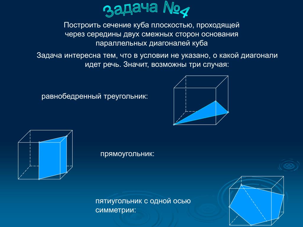 Постройте сечение параллельно плоскости основания. Сечение параллельно диагонали Куба. Куб сечение плоскостью. Куб с диагональным сечением. Сечение Куба плоскостью.