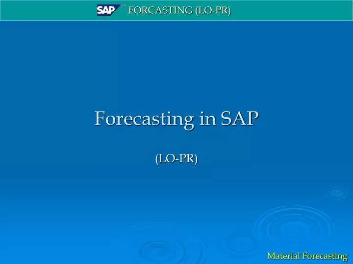 forecasting in sap n.