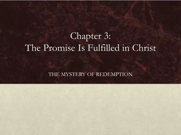 chapter 3 the promise is fulfilled in christ n.