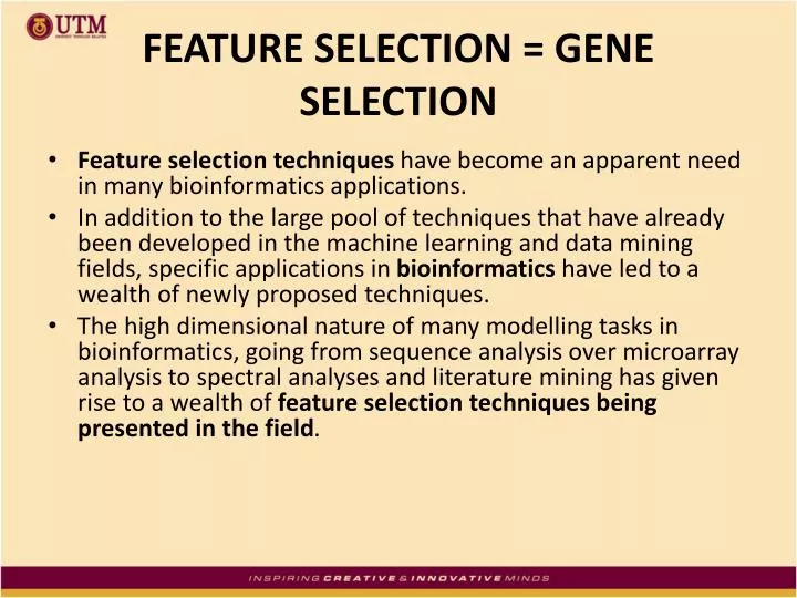 feature selection gene selection n.