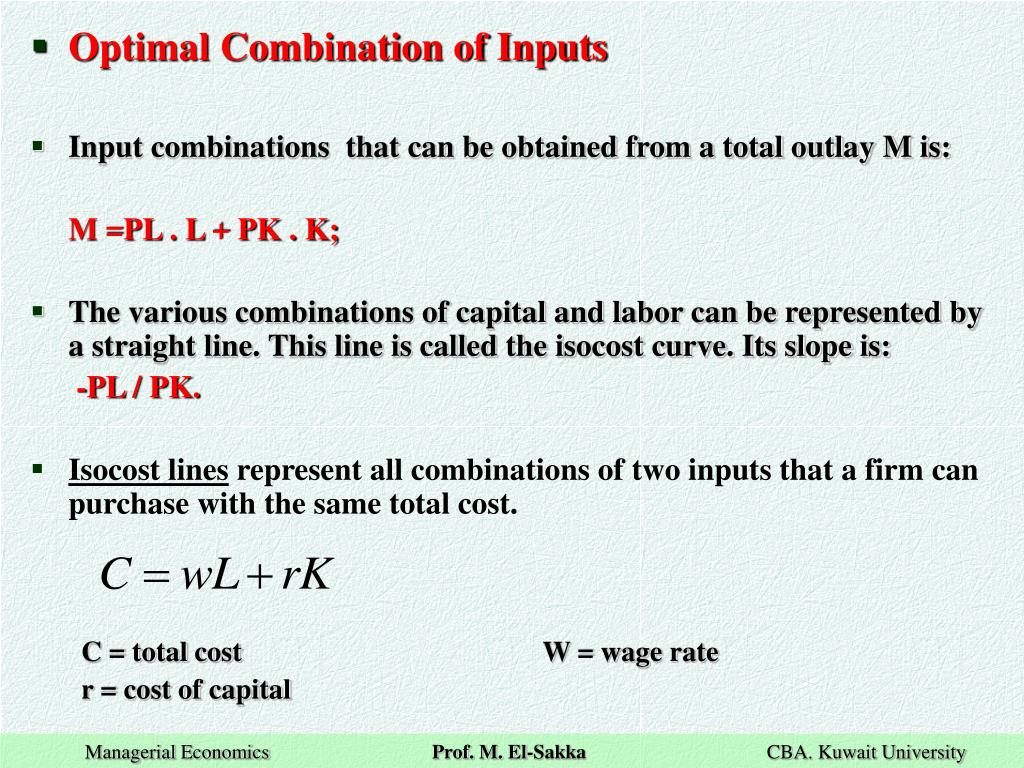 optimal input combination managerial economics