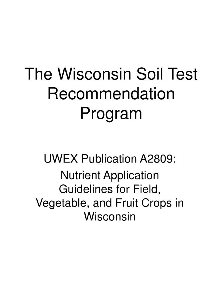 the wisconsin soil test recommendation program n.
