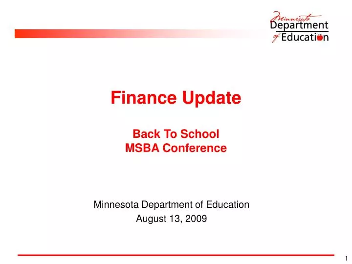 PPT Finance Update Back To School MSBA Conference PowerPoint