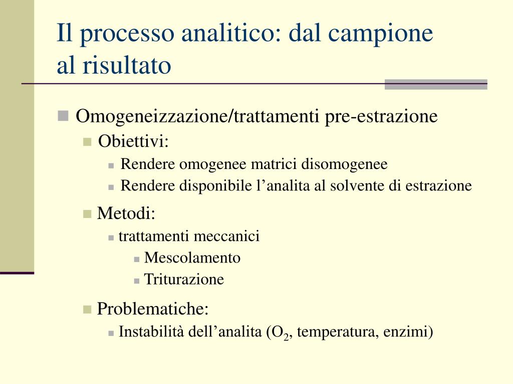 PPT - Modulo di ANALISI CHIMICHE Blocco I Il campione e le principali ...