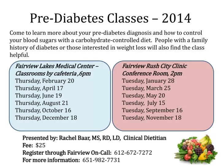 pre diabetes classes 2014 n.