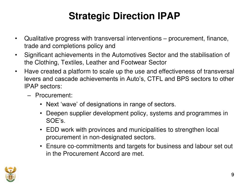 PPT IPAP2 Implementation and Strategic Direction Portfolio Committee