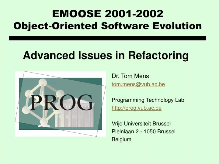 emoose 2001 2002 object oriented software e volution n.