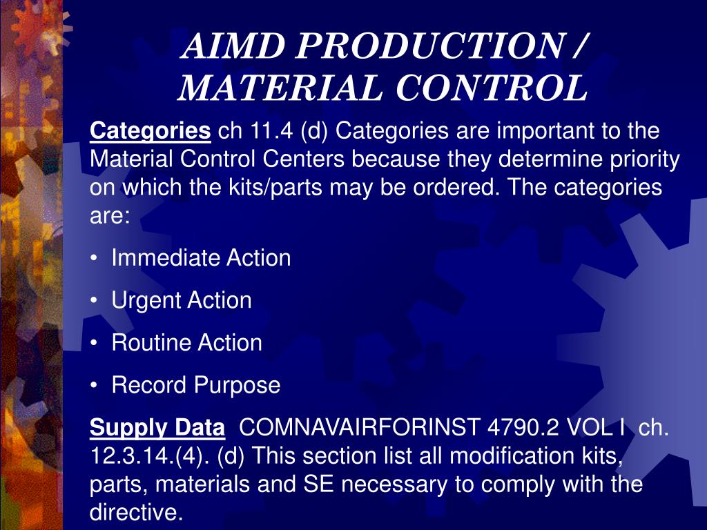 Material control. Material Production. Materials Control. AIMD.