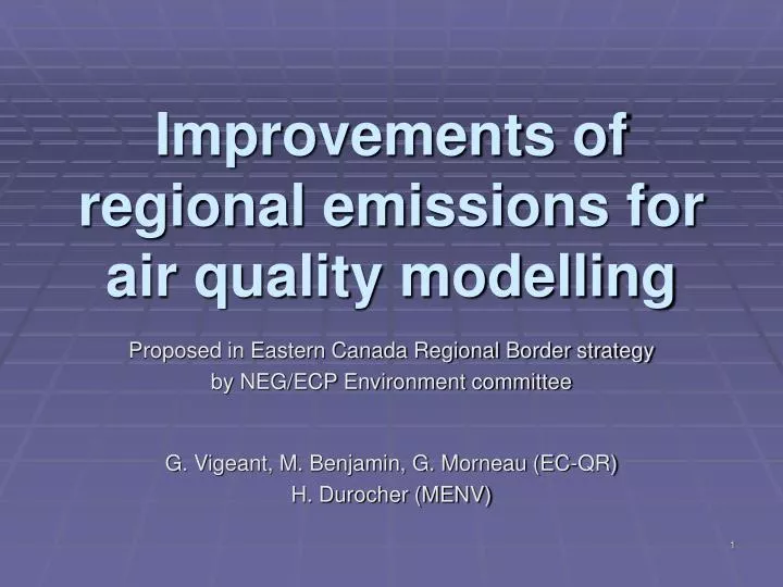 improvements of regional emissions for air quality modelling n.