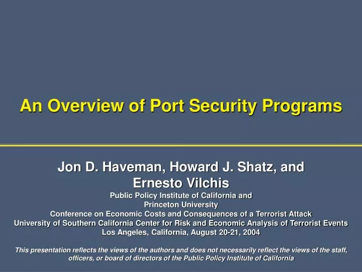 PPT An Overview of Port Security Programs PowerPoint Presentation