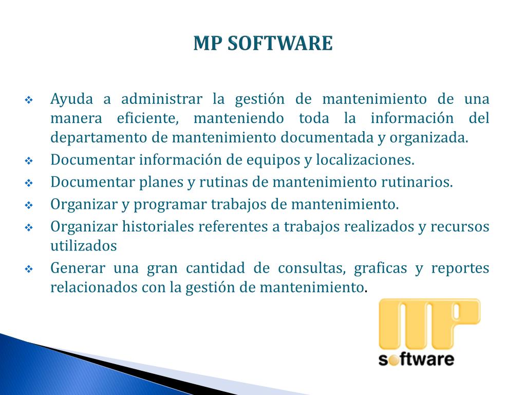 Mp Software PPT - SISTEMAS COMPUTARIZADOS PARA LA ADMINISTRACIÓN DEL MANTENIMIENTO ...