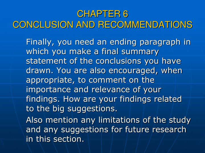 recommendations chapter dissertation
