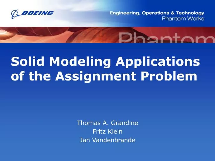 PPT Solid Modeling Applications of the Assignment Problem PowerPoint