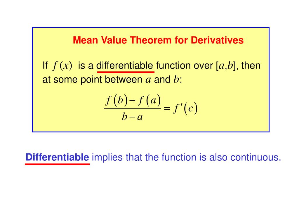 PPT - Rolle’s Theorem and The Mean Value Theorem PowerPoint ...