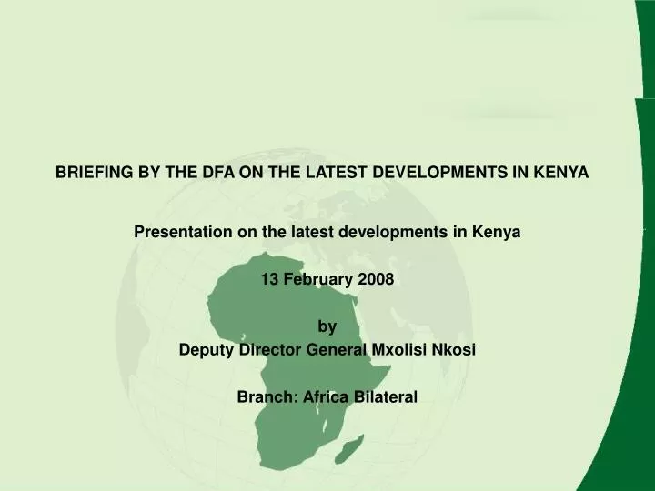 briefing by the dfa on the latest developments in kenya n.