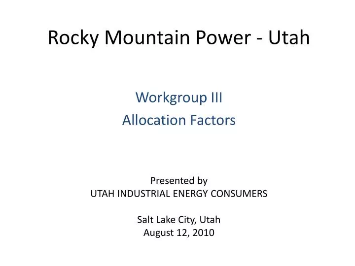 PPT Rocky Mountain Power Utah PowerPoint Presentation, free