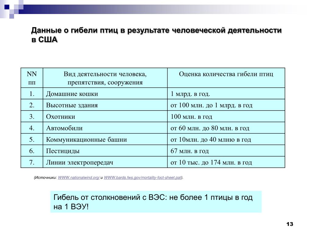 Статистика гибели птиц. Оценка смерти. По каким результатам следует оценивать итоги человеческой