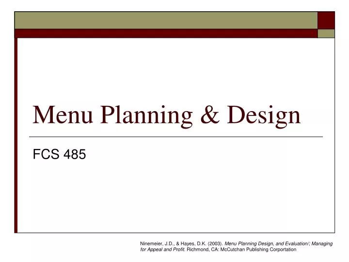 menu planning design n.