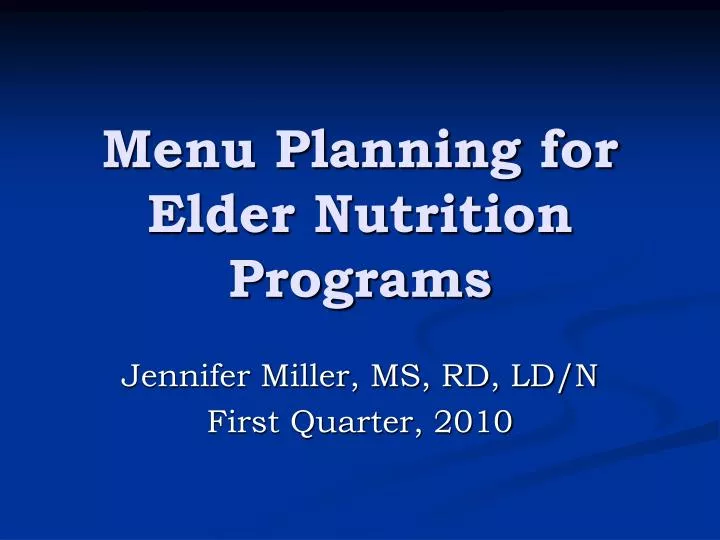 menu planning for elder nutrition programs n.