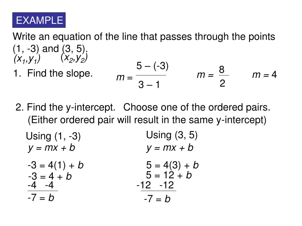 PPT - 18.18 Writing Linear Equations given Two points PowerPoint
