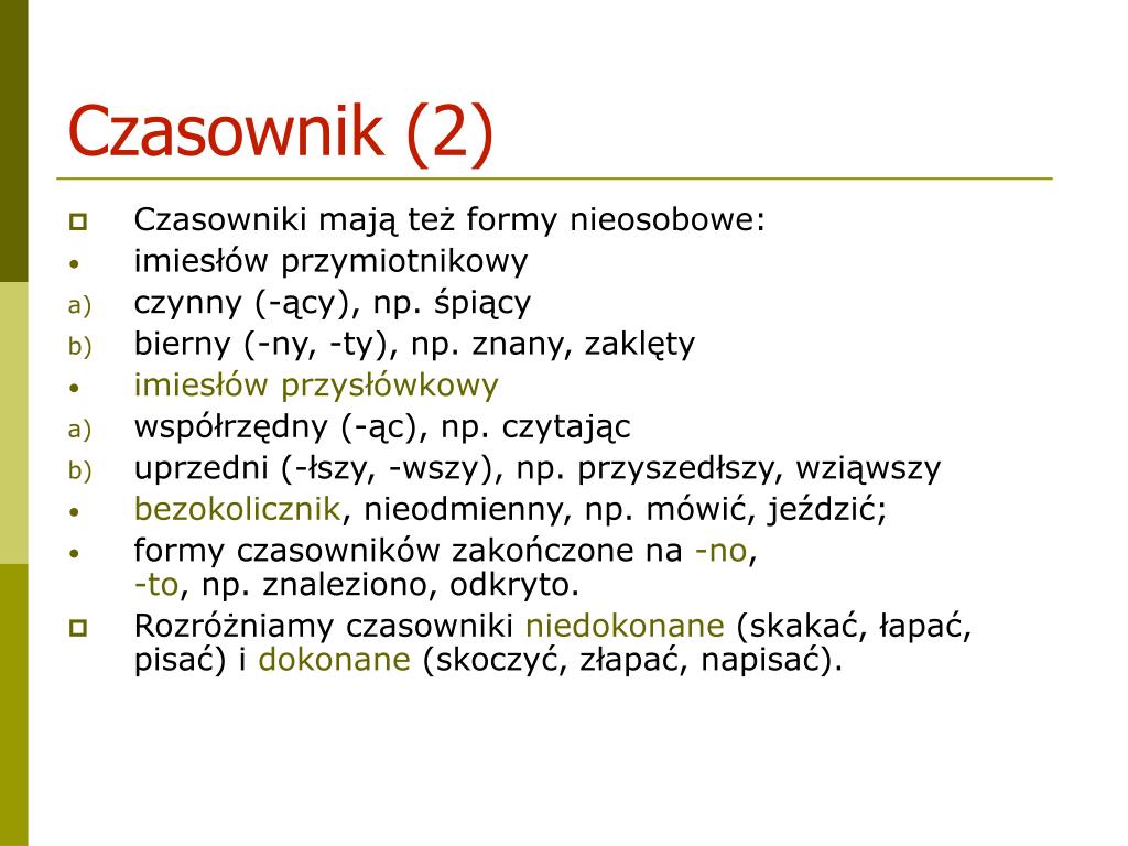 Osobowe I Nieosobowe Formy Czasownika ćwiczenia Nieosobowe Formy Czasownika Zakończone Na No To - Simptome Blog