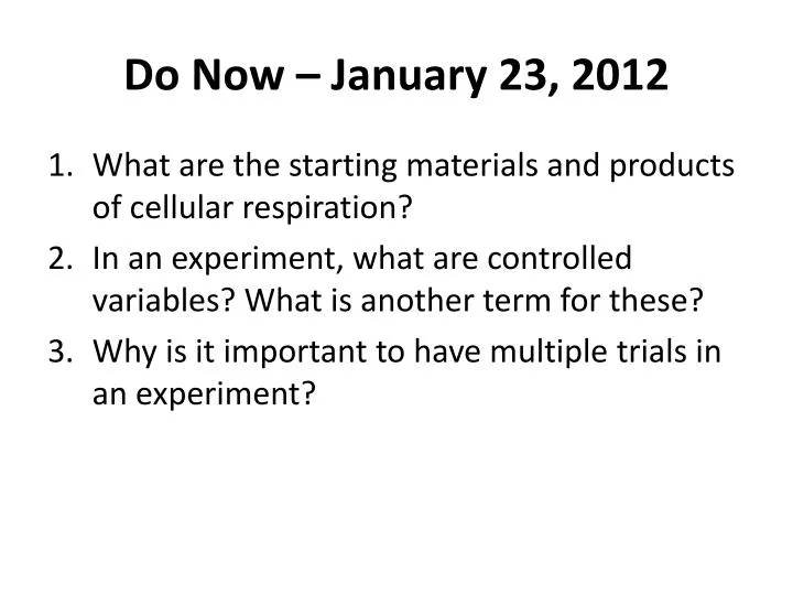 PPT Do Now January 23 2012 PowerPoint Presentation ID