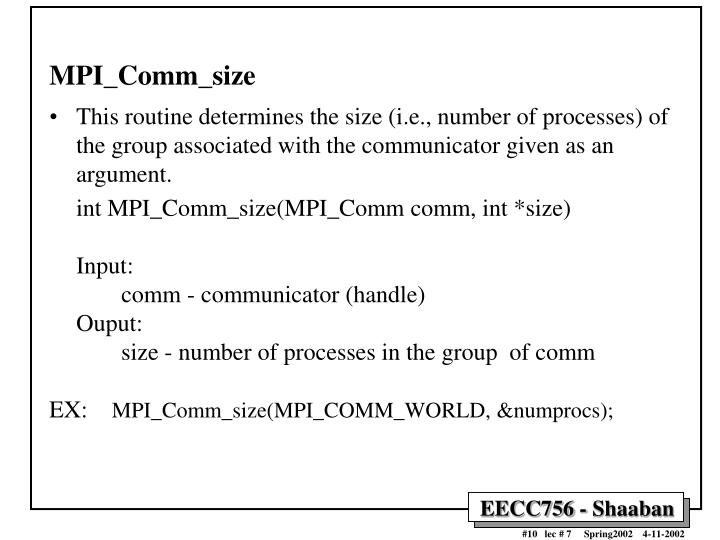 ppt message passing interface mpi powerpoint presentation id mpi comm size