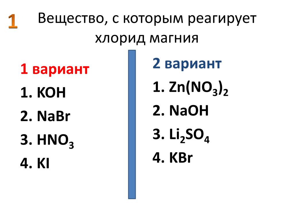 Хлорид магния какой класс