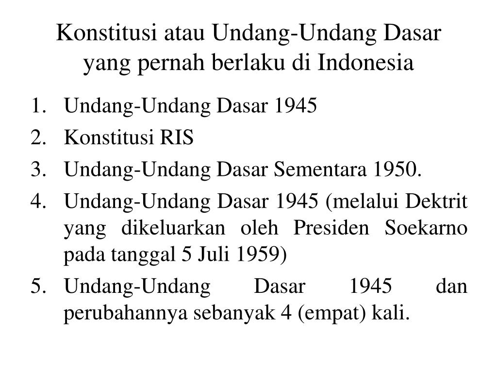 Pernah pada di sementara 1950 indonesia tanggal berlaku uud 72 Soal