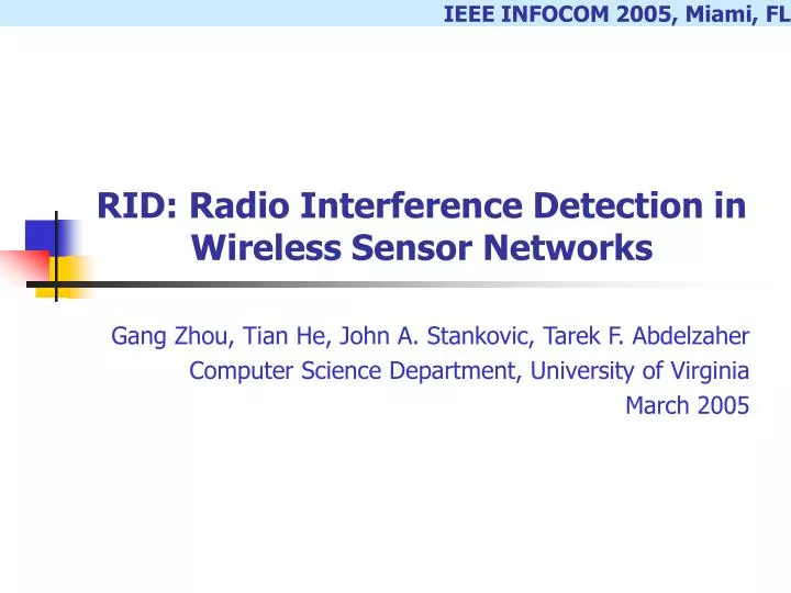 PPT RID Radio Interference Detection in Wireless Sensor Networks