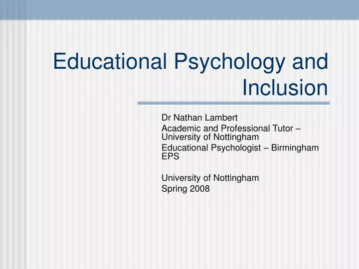 educational psychology and inclusion n.