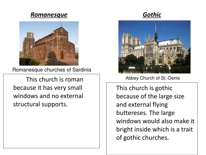 romanesque architecture vs gothic architecture Gothic art and architecture emerging in the first half of the 12th century from romanesque antecedents, gothic architecture continued well into the 16th century. romanesque architecture vs gothic architecture Gothic art and architecture emerging in the first half of the 12th century from romanesque antecedents, gothic architecture continued well into the 16th century.