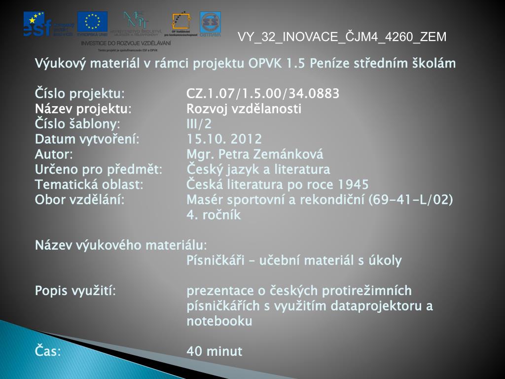PPT - Výukový materiál v rámci projektu OPVK 1.5 Peníze středním školám  PowerPoint Presentation - ID:4404300