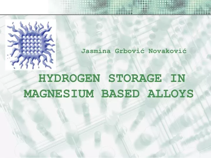 hydrogen storage in magnesium based alloys n.