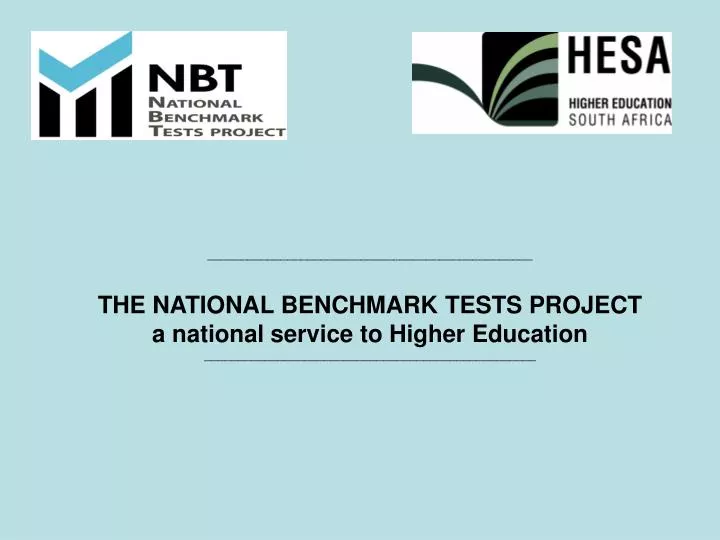 Ppt The National Benchmark Tests Project Powerpoint Presentation