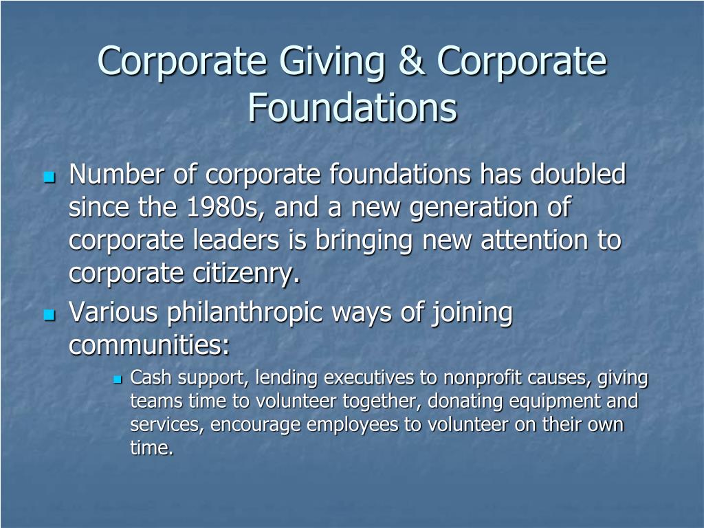 PPT Organizational Giving Family Foundations & Corporate Giving