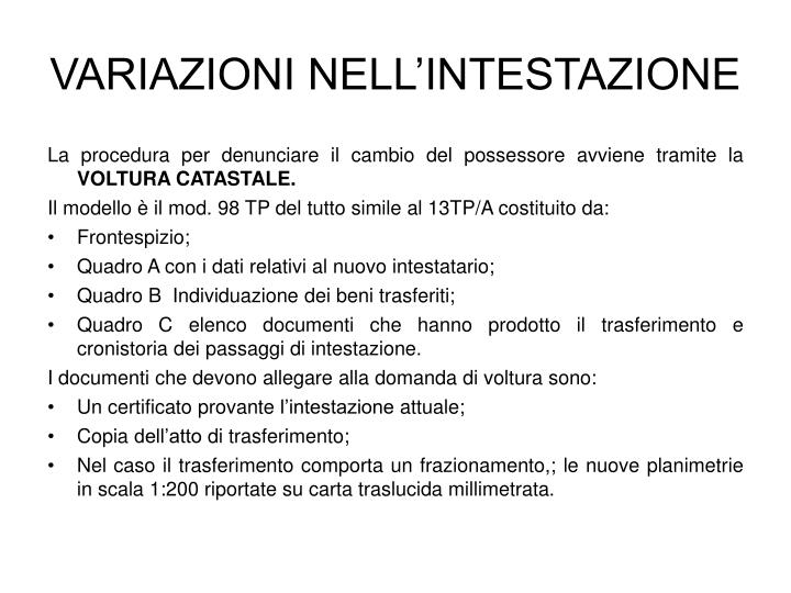 Accertamento Della Proprietà Immobiliare Urbana Mod D1